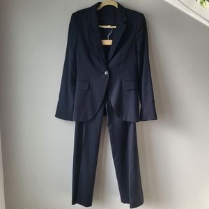 Zara 2 piece blue pinstripe blazer S, wool blend straight leg pant Size 6